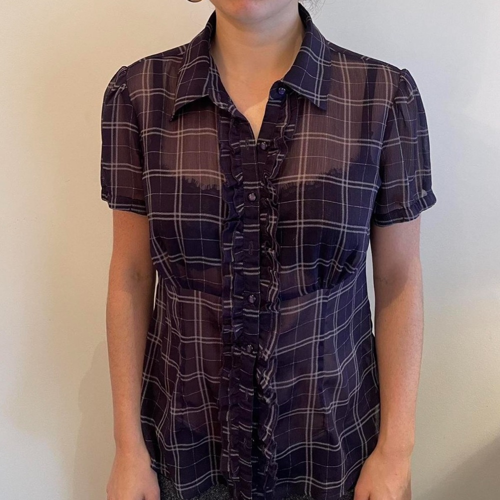 Reitmans Purple Plaid Blouse